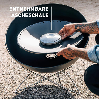 höfats Bowl 70 Feuerschale mit Edelstahl Dreibein - Schwarz Ø 70 cm