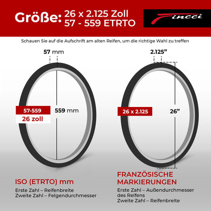 Fincci Cupar Fahrradreifen 26 x 2,125 Zoll faltbar mit 2 Schläuchen