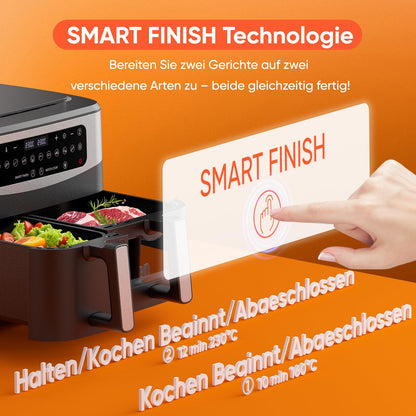 Gidgimo Doppelkammer Heissluftfritteuse – 10L XXL