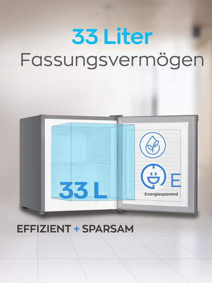 Heinrich's Mini Gefrierschrank 33L HGB 4088 IX, -18 °C, 40 dB