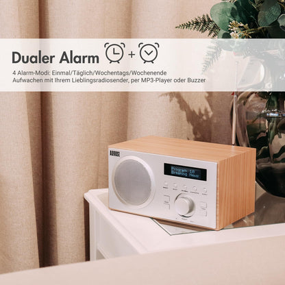 August MB420 DAB+/FM Radio - Bluetooth Küchenradio Radiowecker Holz