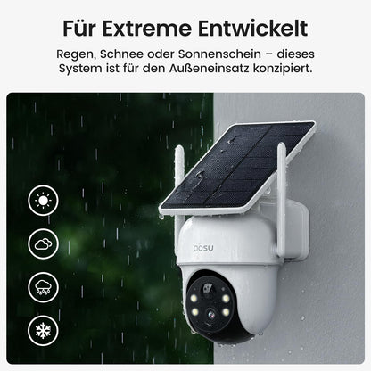aosu 2K Überwachungskamera Aussen Akku Solar 2-Cam-Set mit aosuBase