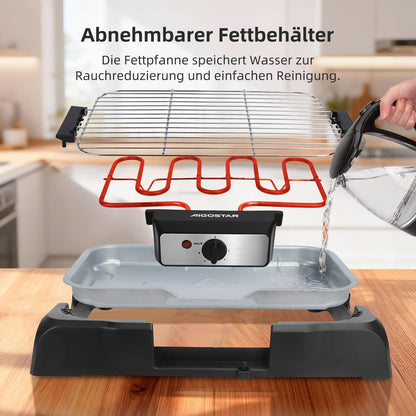 Aigostar Tischgrill Elektrogrill 2000 W rauchfrei, 984 cm², schwarz