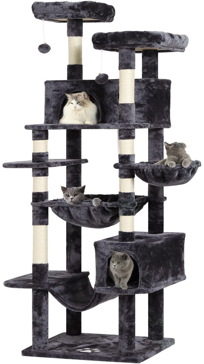 MSmask Kratzbaum XXL - 193 cm gross für Grosse Katzen. Sisalkratzbaum mit Ebenen & Höhlen; für Krallenpflege, Spiel.