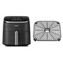 Cosori Turboblaze Heissluftfritteuse Airfryer 6L mit Backblech. Schwarzes, rechteckiges Gerät zum Heissluft-Frittieren, Backen und Braten von Lebensmitteln.