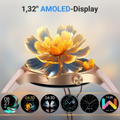 Fitpolo AR01 Smartwatch mit Telefonfunktion, AMOLED Display, Rosa