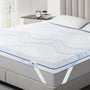 BedStory Matratzentopper 160x200 cm Gel-Kaltschaum H3/H4 10 cm, Bezug mit blau gestreiftem Wellendesign
