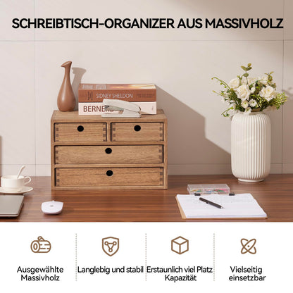 KIRIGEN Holz Schreibtisch-Organizer - 4 Schubladen Dunkelbraun