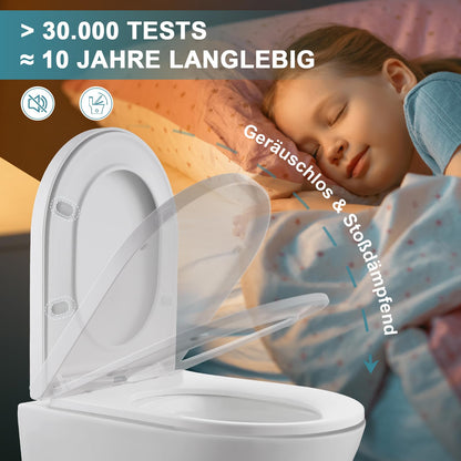 MEEJEE D-Form KURZ WC-Sitz – Absenkautomatik Quick Release Weiss