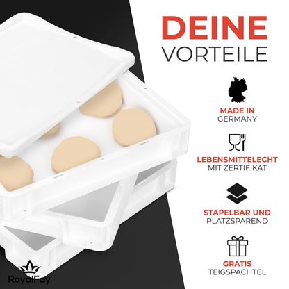 RoyalFay Pizzaballenbox 2er Set Gärbox 30x40x8 cm mit Deckel weiss