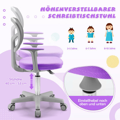 COSTWAY Jugendstuhl Drehbar Höhenverstellbar - Violett