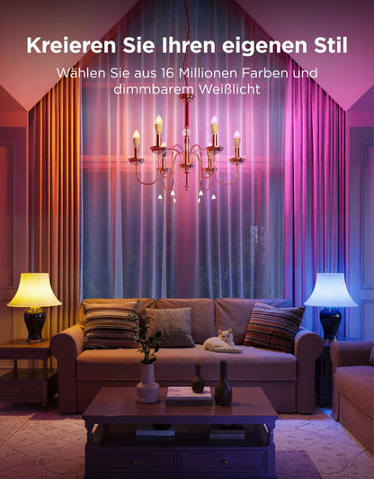 Govee H600C Smarte LED Glühbirne E14 RGBWW, dimmbar, 4er-Set