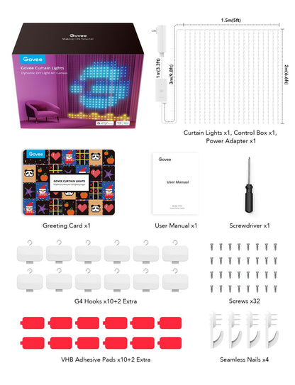 Govee Curtain Lights RGBIC LED Vorhang 520 LEDs 2x1.5m