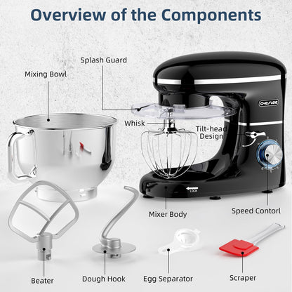 CHeflee Küchenmaschine Knetmaschine 6.2L 2000W Edelstahl