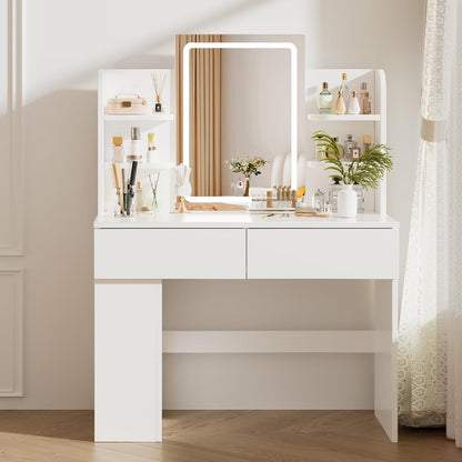 Airfish Schminktisch mit LED Beleuchtung und Spiegel, Weiss