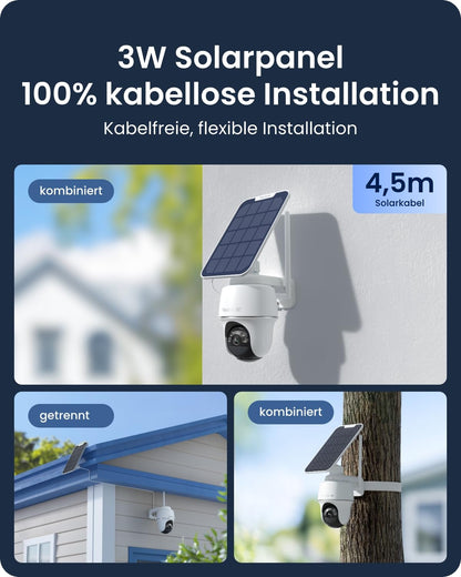 Reolink Argus PT Ultra 4K Akku Solar WLAN Kamera Aussen