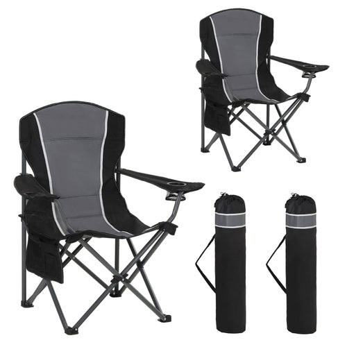 HIGH POINT SPORTS Campingstuhl XL faltbar bis 160 kg, Dunkelgrau – Getränkehalter und gepolsterte Armlehnen