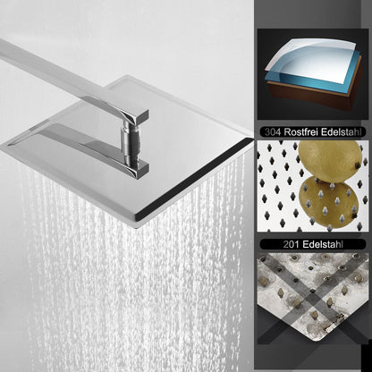 JOHO Regendusche Duschkopf eckig 40x40 cm Edelstahl Anti-Kalk-Düsen
