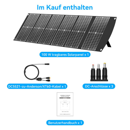 Ecosonique 100W Tragbares Falt-Solarpanel Schnellladegerät