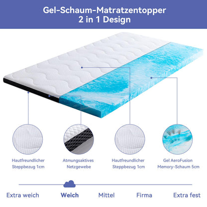 Amazon Basics Gel-Schaum Matratzen Topper - weiss 140x200cm, 7cm