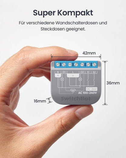 SwitchBot Wlan Schalter 2PM Smart Relaisschalter 16A, 2er-Pack