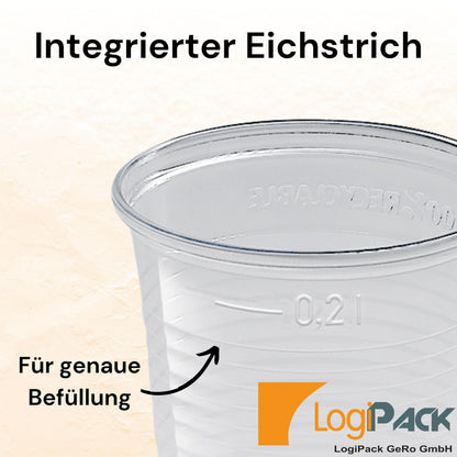 LogiPack GeRo Trinkbecher 0,2 l mit Eichstrich, PP, 1000 Stück