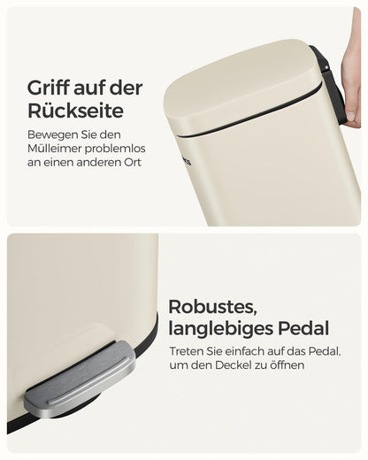 SONGMICS LTB03A02 Tret-Küchenmülleimer 30 Liter Sandbeige