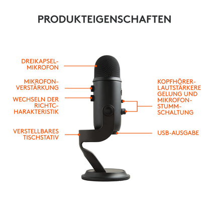 Blue Microphones Yeti Professionelles USB-Mikrofon - Schwarz