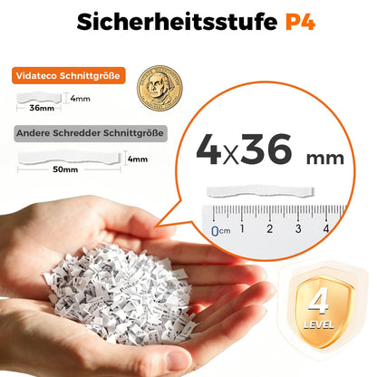 VidaTeco Aktenvernichter Kreuzschnitt P-4, 10 Blatt, 15 L Behälter