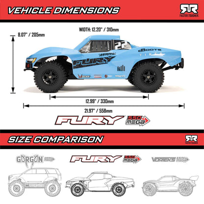 ARRMA Fury MEGA 550 2WD Short Course Truck 1:10 - Blau