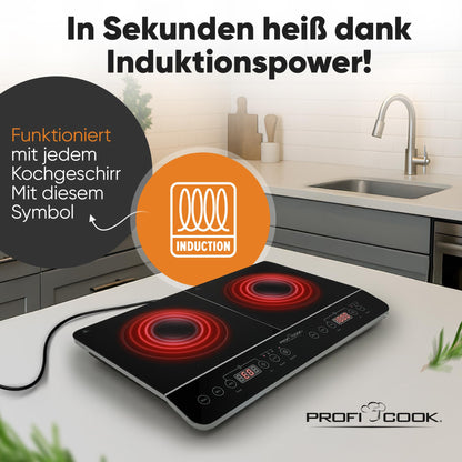 ProfiCook PC-DKI 1067 Doppel-Induktionskochplatte, 2 Platten, 3500 W