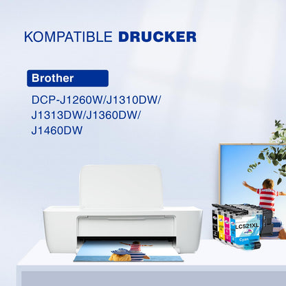 Kingway LC521XL Druckerpatronen 4er-Pack kompatibel mit Brother LC521