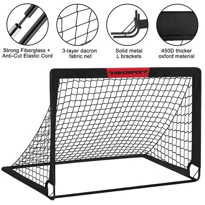 VAVOSPORT Fussballtore für Kinder, 2er Set faltbar mit Ball Grösse 3