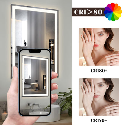 Mursche LED Badspiegel 50x70 cm - Dimmbar, Uhr, Entfogger