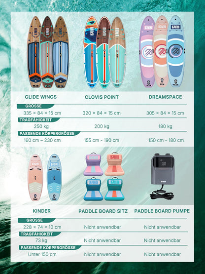 Niphean SUP Board 320cm – 2-Personen Paddleboard mit Sitz