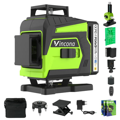 Vincona Kreuzlinienlaser MW3-16G 4x360° 16 Linien selbstnivellierend mit Mini-Stativ und Magnethalterung