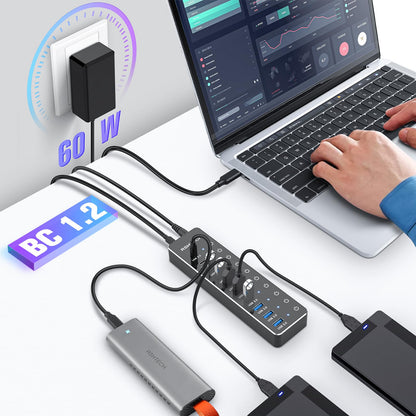 RSHTECH USB Hub 3.2 Aktiv 10 Port mit Netzteil - RSH-ST10C