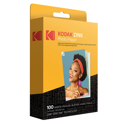 Kodak Premium Zink Fotopapier 2x3 Zoll, selbstklebend, 100 Blatt, glänzende Oberfläche