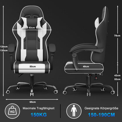 Airfish Ergonomischer Massage Gaming Bürostuhl - Weiss
