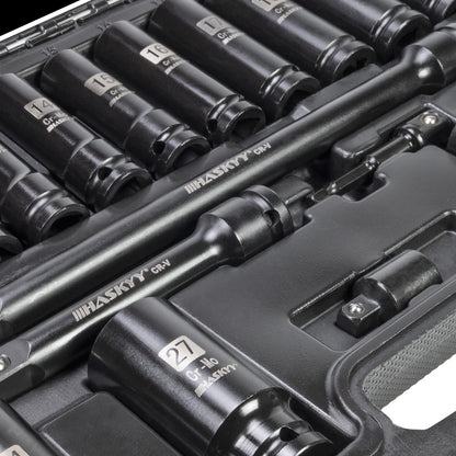 HASKYY Kraft Schlagschrauber Nüsse Satz 19-tlg. 1/2" 10-32mm