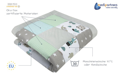 Medi Partners Baby Krabbeldecke Spielmatte - 120x120cm Mint Zoo