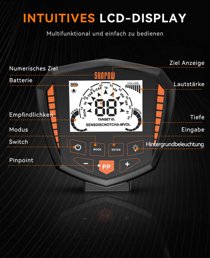 SUNPOW Metalldetektor Profi Set - IP68 Wasserdicht