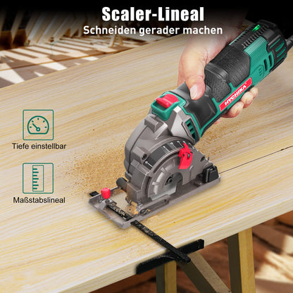 HYCHIKA Mini Handkreissäge 500W - Für Holz, Metall & Fliesen