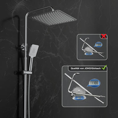JOHO Duschsystem Regendusche Set ohne Armatur – Chrom 30x30cm eckig