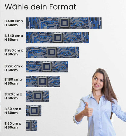 MyMaxxi Schaltkreis blau grau Küchenrückwand Folie matt 280x60cm