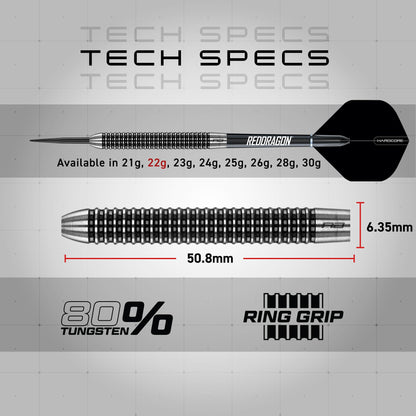 RED DRAGON Pegasus Steeldarts 22g, 80% Tungsten Dartpfeile mit Etui