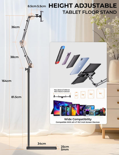 TRYONE Tablet-Bodenständer KH03, höhenverstellbar 60–165 cm