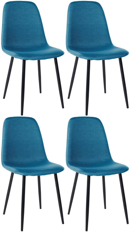 CLP Esszimmerstuhl Set Napier I, Metallgestell, Stoff, Blau (4er). Blaue Stoffstühle auf Metallgestell für den Esstisch.