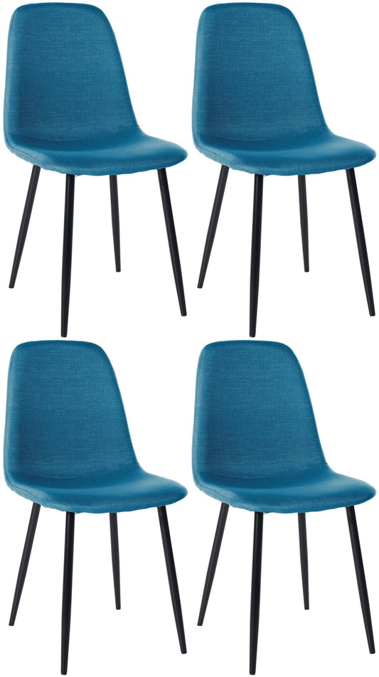 CLP Esszimmerstuhl Set Napier I, Metallgestell, Stoff, Blau (4er). Blaue Stoffstühle auf Metallgestell für den Esstisch.
