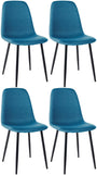 CLP Esszimmerstuhl Set Napier I, Metallgestell, Stoff, Blau (4er). Blaue Stoffstühle auf Metallgestell für den Esstisch.